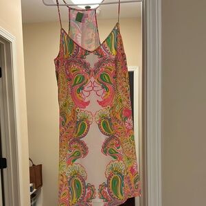 Lilly Pulitzer Pink and Green Paisley Midi Dress